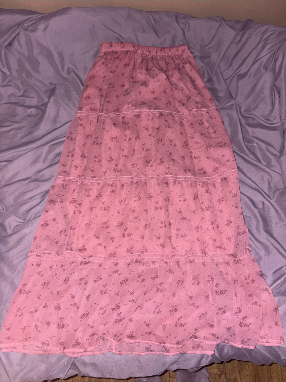 Hollister Pink Floral midi skirt XS
